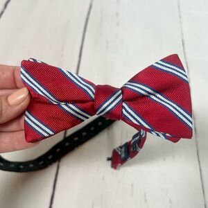 Saddlebred Adjustable Silk Bow Tie Red and Blue Stripe